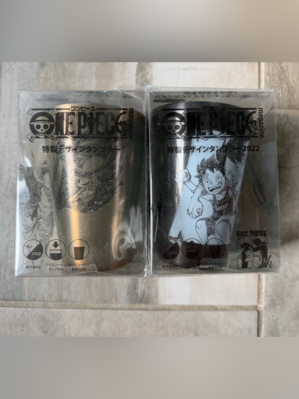 ONE PIECE Original Design 2 Tumbler Set Gold Black Limited 2022 7-Eleven Japan